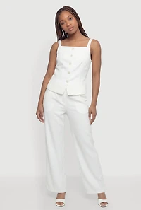 Solid Wide Leg Dress Pants