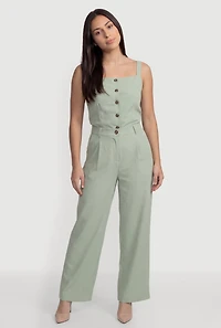Solid Wide Leg Dress Pants