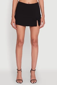 Womens Iris Bow Detail Slit Front Skort, Black, Size M