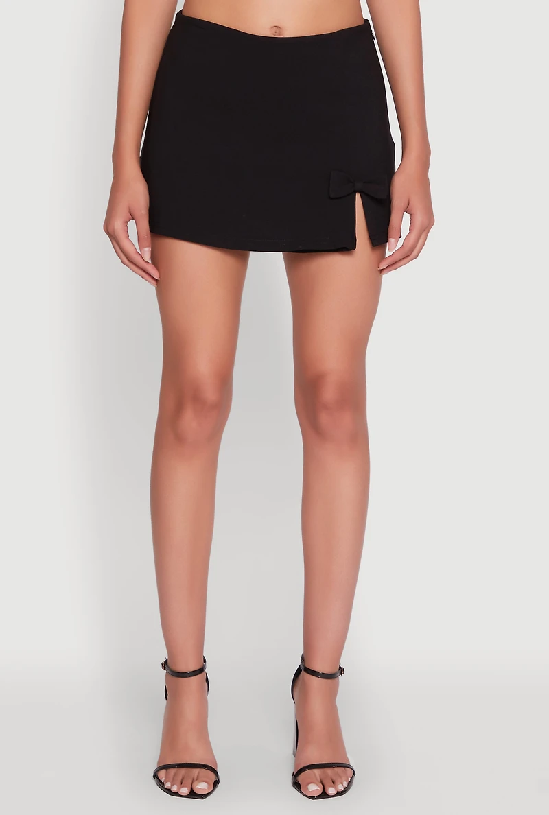 Womens Iris Bow Detail Slit Front Skort, M