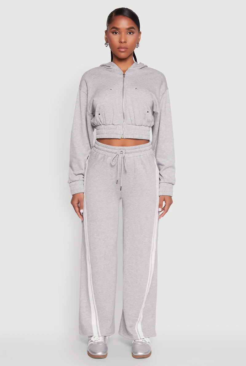 Womens Iris Side Striped Sweatpants, Grey,
