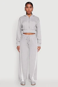 Womens Iris Side Striped Sweatpants, Grey,