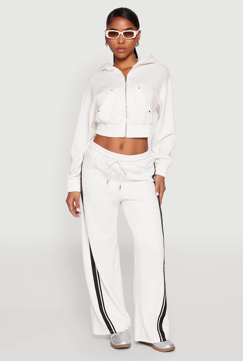 Womens Iris Side Striped Sweatpants, White, Size S