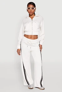 Womens Iris Side Striped Sweatpants, White, Size S