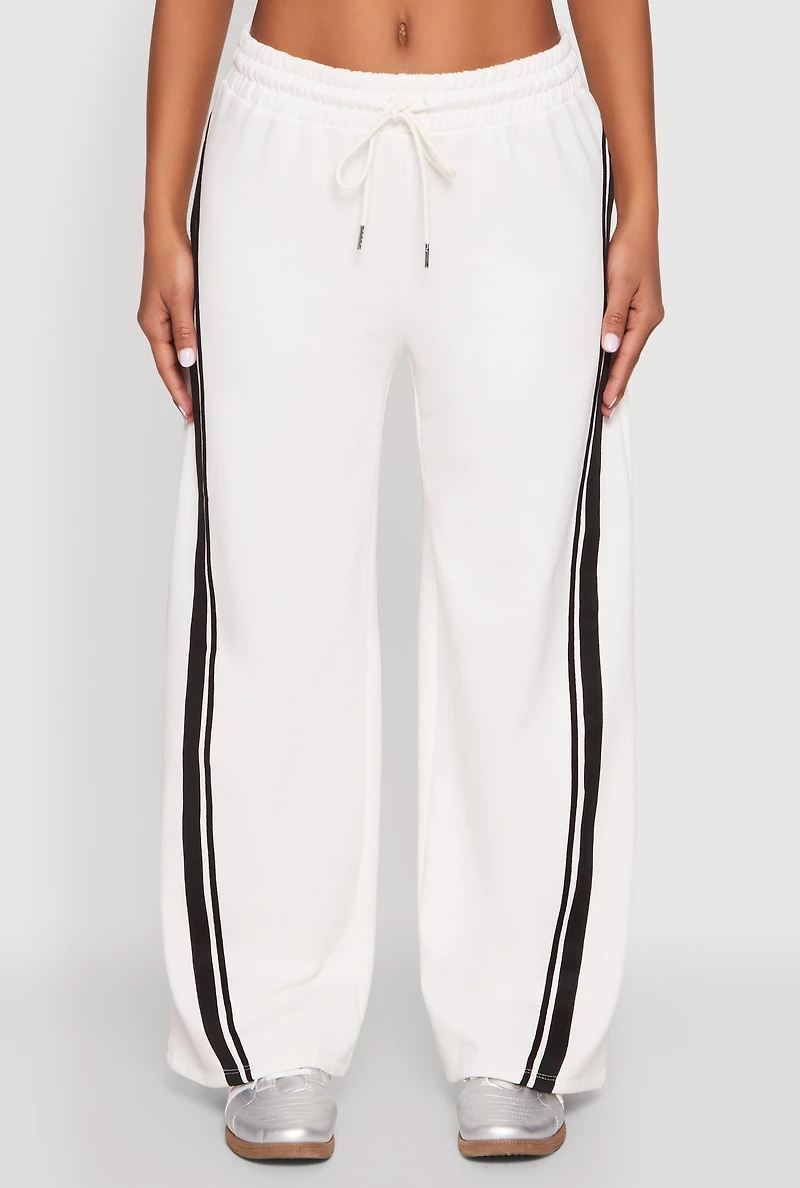 Womens Iris Side Striped Sweatpants, White, Size S