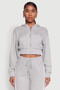 Womens Iris Zip Front Hoodie, Grey, Size M