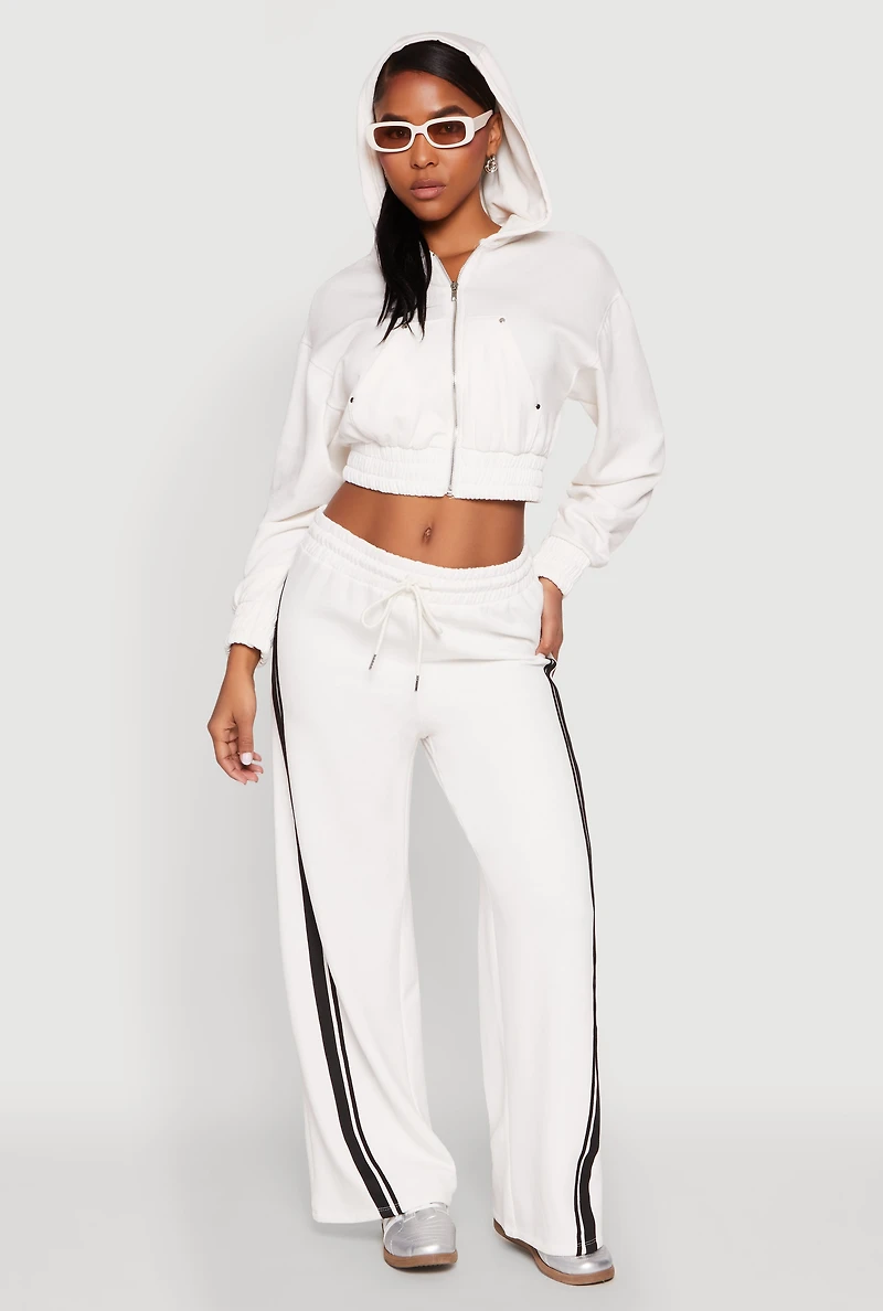 Womens Iris Zip Front Hoodie, White, Size L
