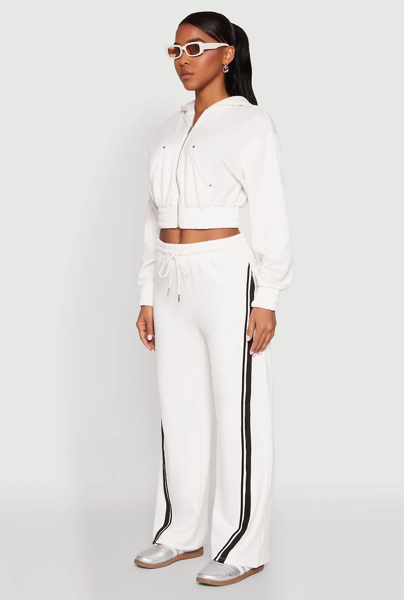 Womens Iris Zip Front Hoodie, White, Size L