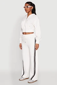 Womens Iris Zip Front Hoodie, White, Size L