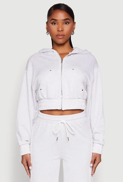 Womens Iris Zip Front Hoodie, Grey,
