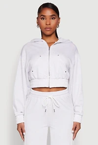 Womens Iris Zip Front Hoodie, Grey,