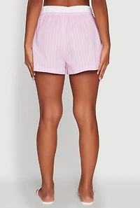 Womens Trendy Striped High Waisted Shorts with Contrast Waistband, Pink, Size L