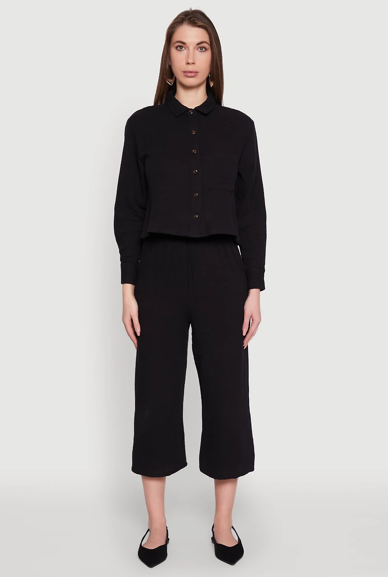 Womens Iris Gauze Knit Shirt, Black, Size S