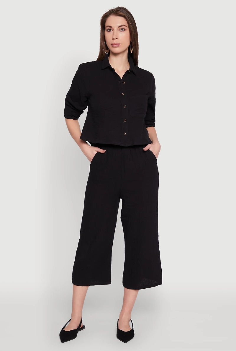 Womens Iris Gauze Knit Shirt, Black, Size S