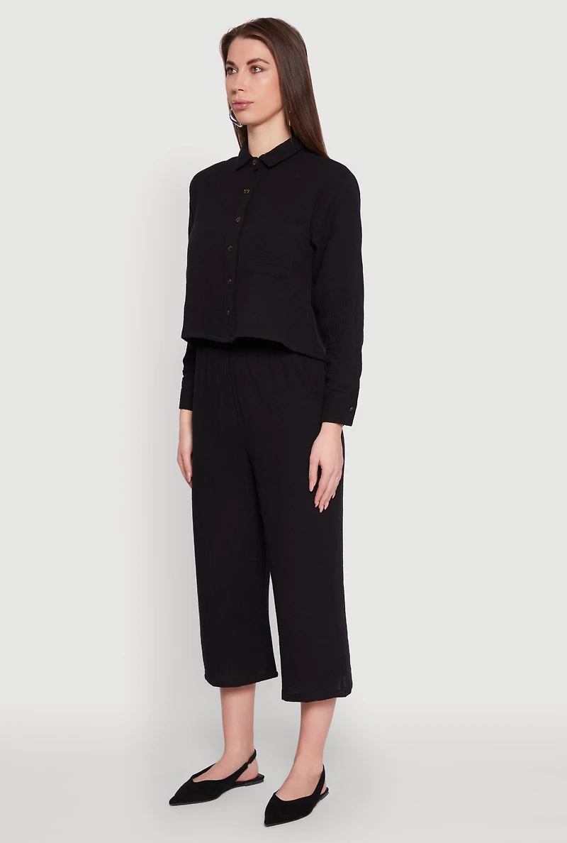 Womens Iris Gauze Knit Shirt, Black, Size S