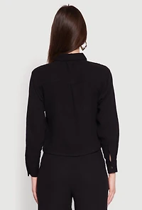 Womens Iris Gauze Knit Shirt, Black, Size S