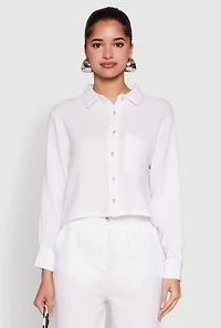 Womens Iris Gauze Knit Shirt, White,