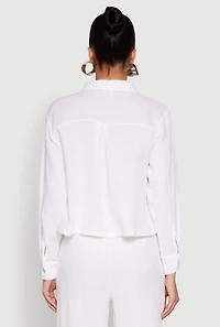 Womens Iris Gauze Knit Shirt, White, Size S