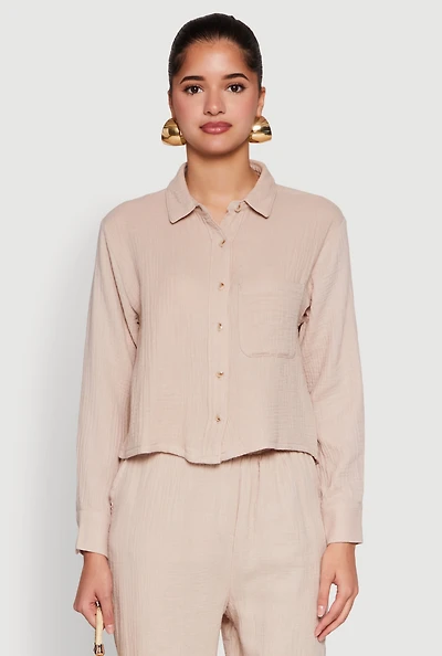 Womens Iris Gauze Knit Shirt, L