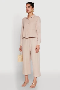 Womens Iris Gauze Knit Shirt, Beige, Size S