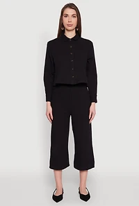 Womens Iris Gauze Knit Paper Bag Waist Culottes,