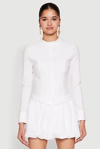 Womens Iris Double Zip Front Blouse, White, Size L