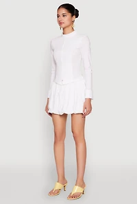 Womens Iris Double Zip Front Blouse, White, Size L