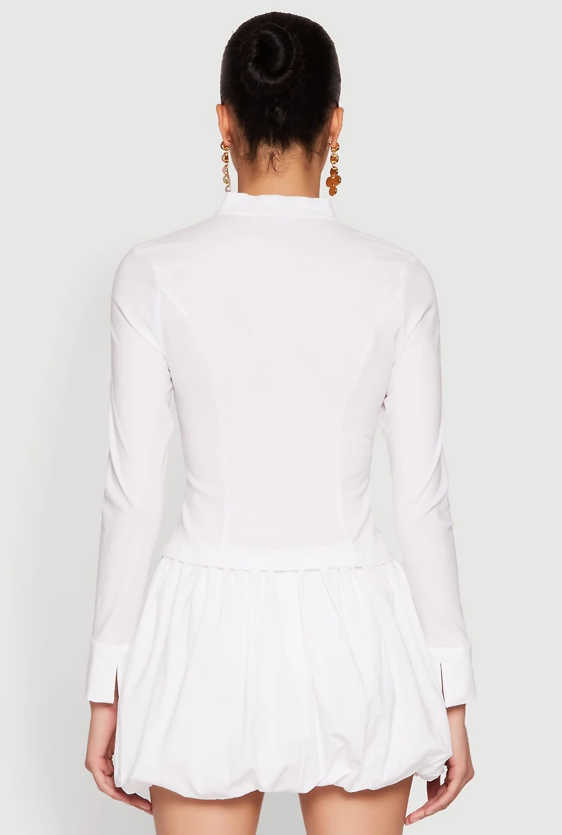 Womens Iris Double Zip Front Blouse, White, Size L