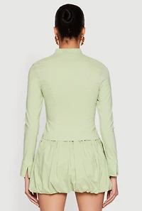 Womens Iris Double Zip Front Blouse, Green, Size S