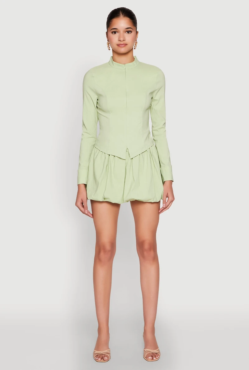 Womens Iris Bubble Mini Skirt, Green, Size S