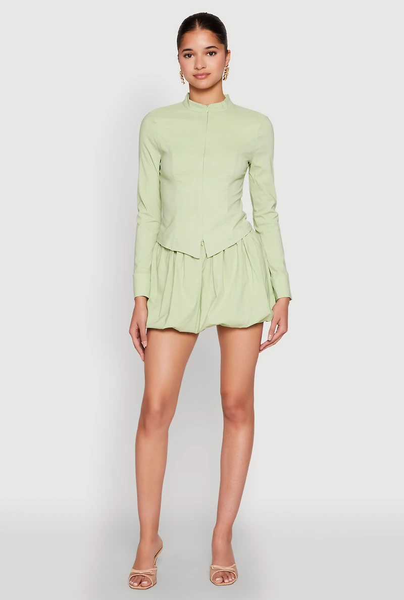 Womens Iris Bubble Mini Skirt, Green, Size S