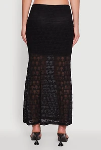 Womens Iris Floral Lace Overlay Maxi Skirt, Black, Size S