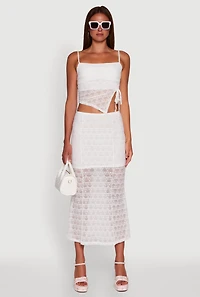 Womens Iris Floral Lace Overlay Maxi Skirt, White, Size L