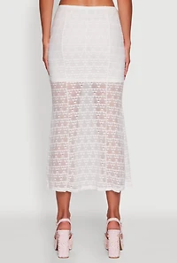 Womens Iris Floral Lace Overlay Maxi Skirt, White, Size L
