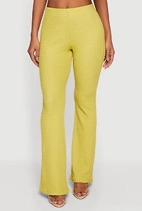 High Waisted Textured Knit Slim Bootcut Pants