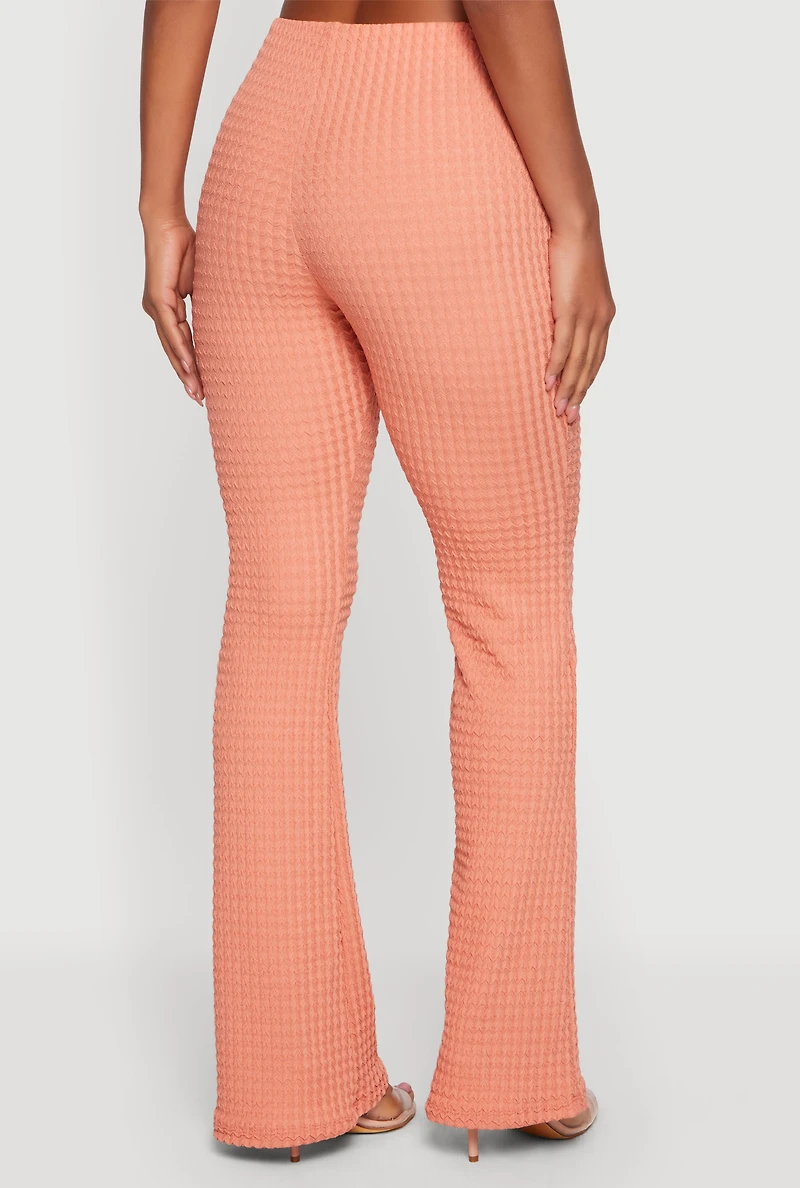 High Waisted Textured Knit Slim Bootcut Pants