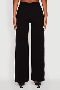 Womens Brushed Knit Pull On Straight Leg Pants, Black, Size M