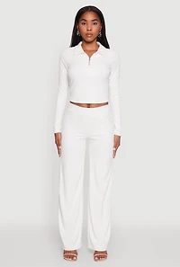 Brushed Knit Pull On Straight Leg Pants