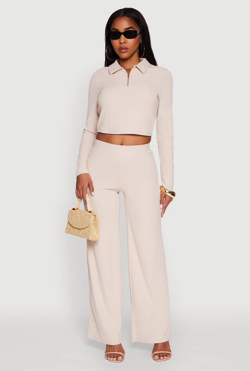 Womens Brushed Knit Pull On Straight Leg Pants, M
