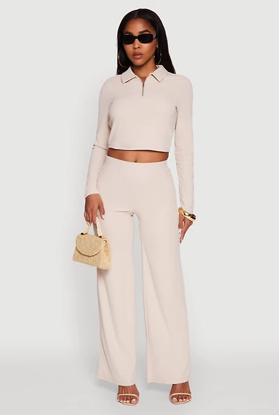 Womens Brushed Knit Pull On Straight Leg Pants, M