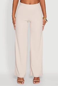 Womens Brushed Knit Pull On Straight Leg Pants, M