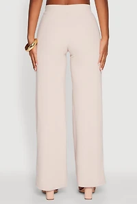 Womens Brushed Knit Pull On Straight Leg Pants, Khaki, Size L