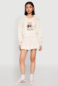 Womens High Waisted Varsity Stripe Skort, Khaki, Size L