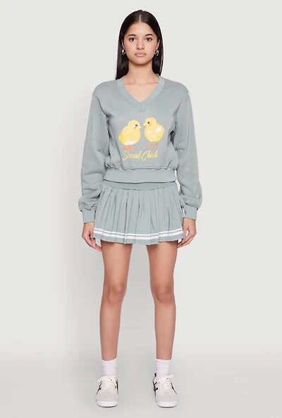 Womens High Waisted Varsity Stripe Skort, Green, Size M