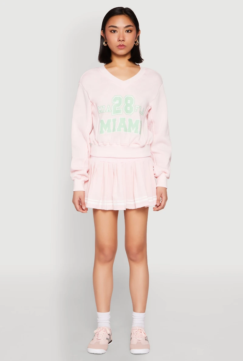 Womens High Waisted Varsity Stripe Skort, Pink, Size M