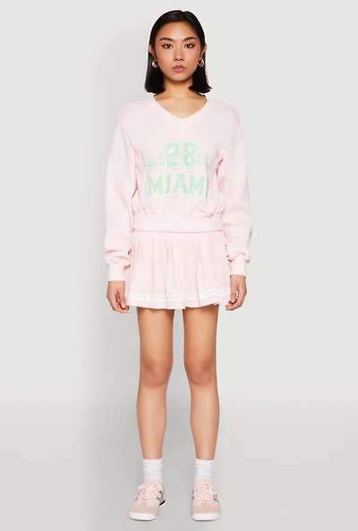 Womens High Waisted Varsity Stripe Skort, Pink, Size M