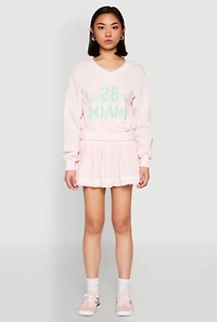 Womens High Waisted Varsity Stripe Skort, Pink, Size M