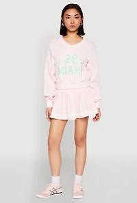 Womens High Waisted Varsity Stripe Skort, Pink, Size M