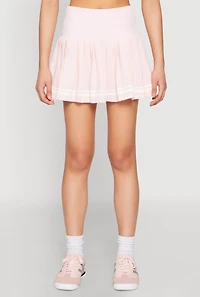 Womens High Waisted Varsity Stripe Skort, Pink, Size M