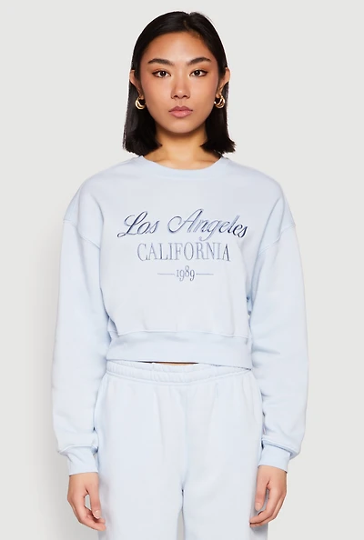 Womens Destination Graphic Sweatshirt, Blue, Size M